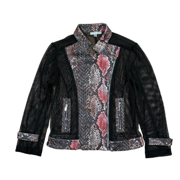 Alberto Makali Black Mesh Snakeskin Print Jacket Women's Sz S‎ Small - Picture 1 of 11
